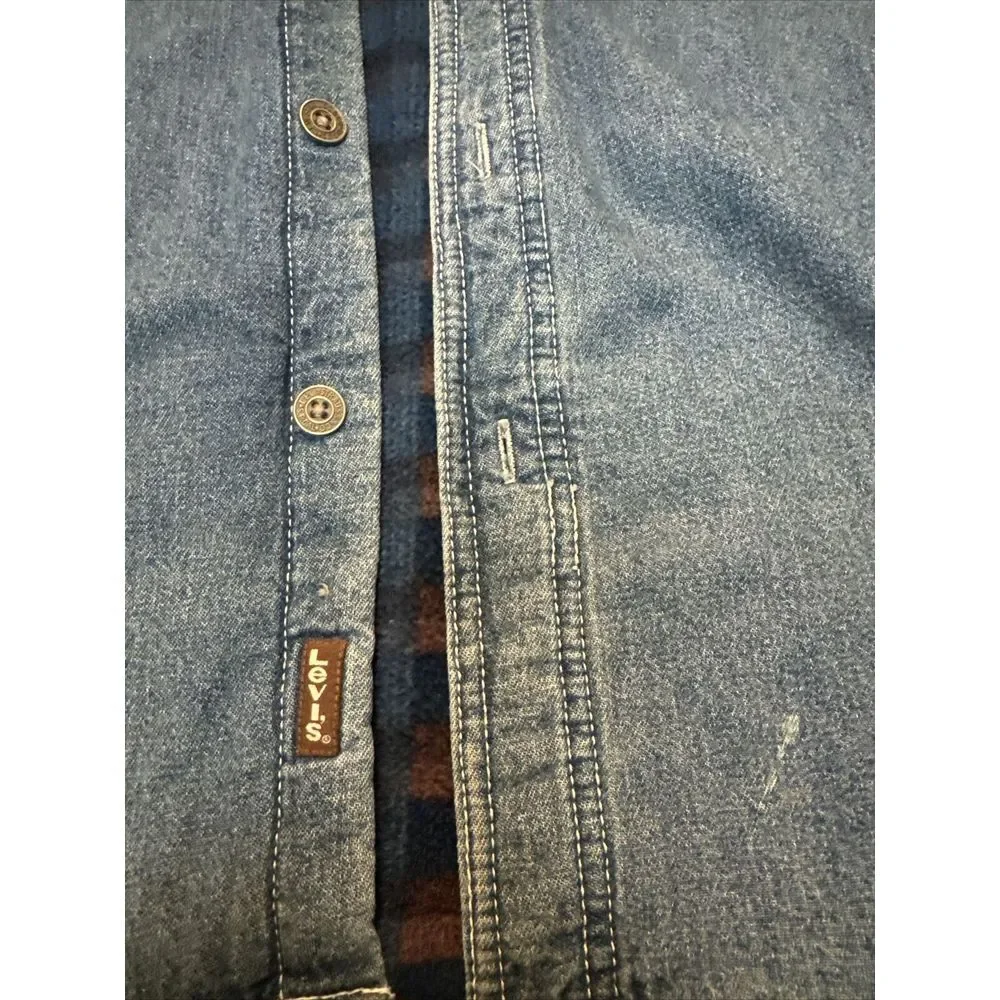 Men's Levi Strauss Denim Flannel Fleece Lined Jean Jacket/Shirt‎ XL - Picture 4 of 8